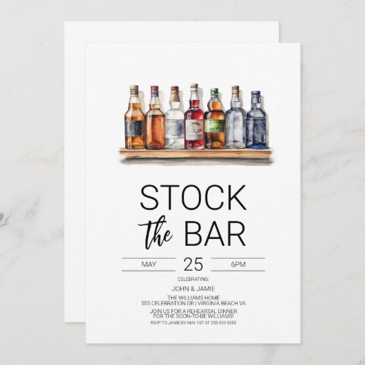 Voorraad De Bar Koppels Douche Uitnodiging (Voorkant / Achterkant)