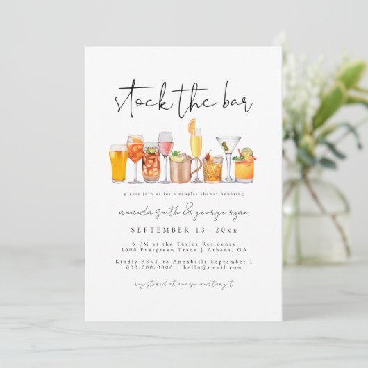 Voorraad De Bar Koppels Douche Uitnodiging (Staand voorkant)