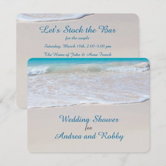 Voorraad de bar strand bruiloft douche kaart (Voorkant / Achterkant)