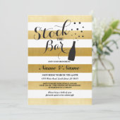 Voorraad De Bar Stripe Gold Engagement Party Uitno Kaart (Staand voorkant)