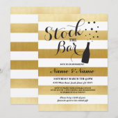 Voorraad De Bar Stripe Gold Engagement Party Uitno Kaart (Voorkant / Achterkant)