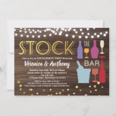 Voorraad de bar uitnodiging verloving hout & goud (Voorkant)