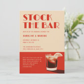 Voorraad De Bar Vet Retro Cocktail Bruiloft Douche Kaart (Staand voorkant)