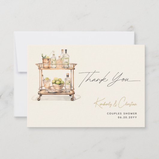 Voorraad De Bar Winkelwagen Koppels Douche Bedankkaart (Voorkant)