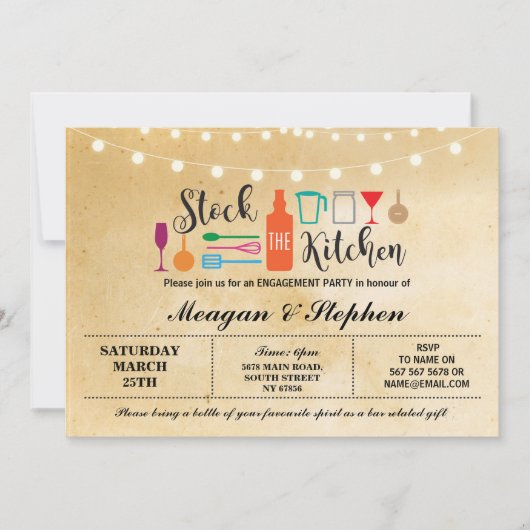 Voorraad De Keuken Engagement Party Paren Douche Kaart (Voorkant)