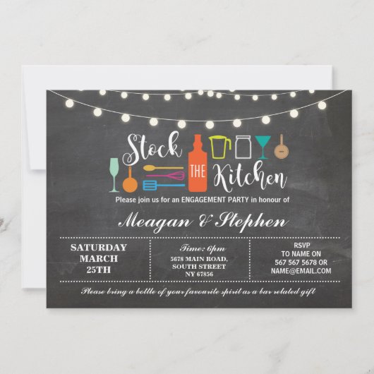 Voorraad De Keuken Engagement Party Paren Douche Kaart (Voorkant)