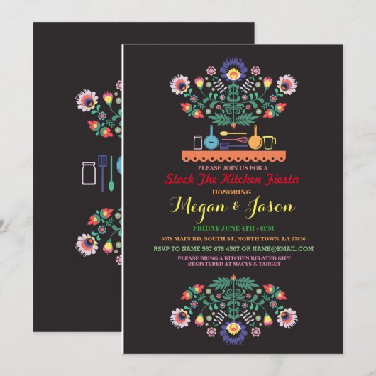 Voorraad De Keuken Fiesta Mexico Party Uitnodiging (Voorkant / Achterkant)