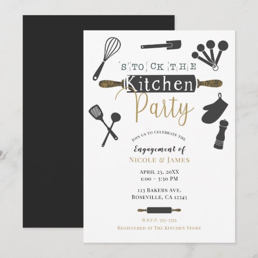 Voorraad De Keuken Party Douche Modern Minimal Kaart (Voorkant / Achterkant)