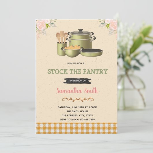 Voorraad de pantry bruids douche uitnodiging (Staand voorkant)