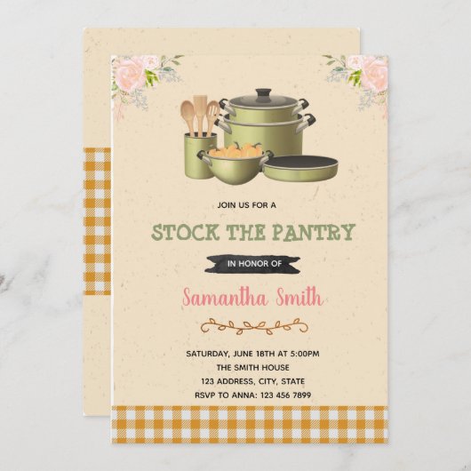 Voorraad de pantry bruids douche uitnodiging (Voorkant / Achterkant)