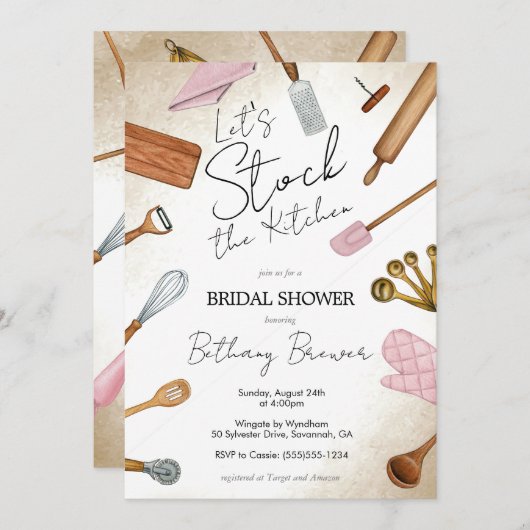 Voorraad het Keuken thema Bruidsdouche Uitnodiging (Voorkant / Achterkant)