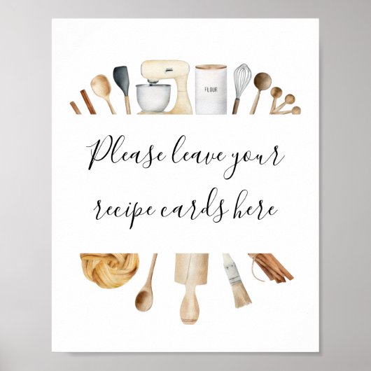 Voorraad van de keuken Laat uw recept Kaarten hier Poster (Voorkant)