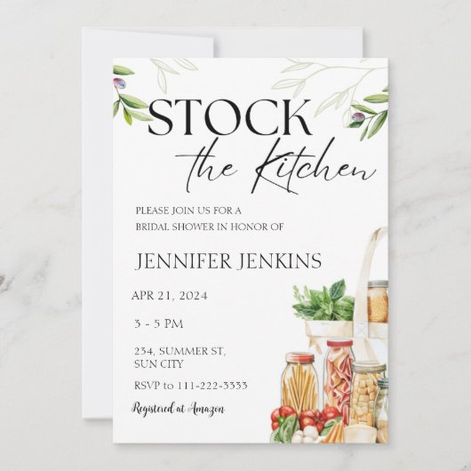 Voorraad van de keuken Pantry Cooking Vrijgezellen Kaart (Voorkant)