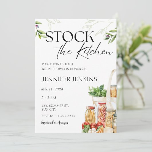 Voorraad van de keuken Pantry Cooking Vrijgezellen Kaart (Staand voorkant)