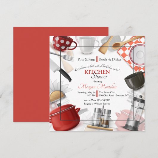 Voorraad van het Keuken Vierkant Vrijgezellenfeest Kaart (Voorkant / Achterkant)