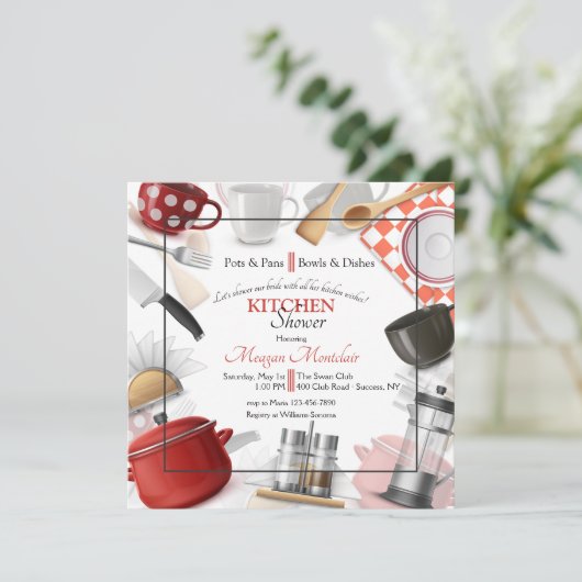 Voorraad van het Keuken Vierkant Vrijgezellenfeest Kaart (Staand voorkant)