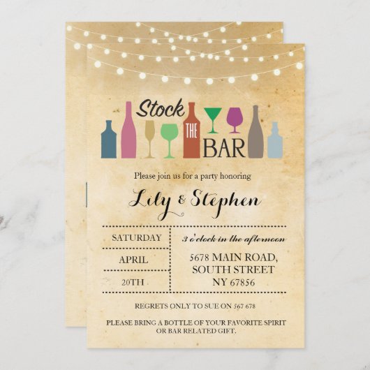 Voorraad voor het Verloving van de Bar Lights Part Kaart (Voorkant / Achterkant)