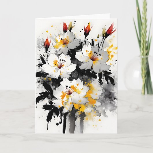 Voorraad - Waterverf bloemen Kaart (Voorkant)