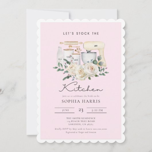 Voorraadroze keukenroze Vrijgezellenfeest Kaart (Voorkant)