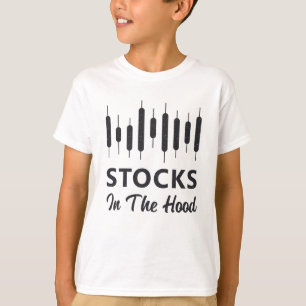 Voorraden op de aandelenmarkt in de handel in voed t-shirt