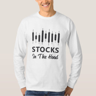 Voorraden op de aandelenmarkt in de handel in voed t-shirt