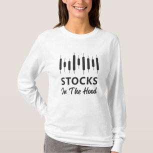 Voorraden op de aandelenmarkt in de handel in voed t-shirt