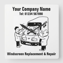 Voorruit Vervanging & Reparatie Cartoon Vierkante Klok