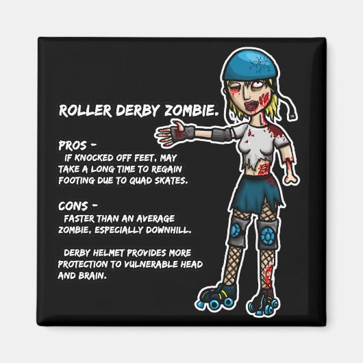 Voors en tegens Roller Derby Zombie Magneet (Voorkant)