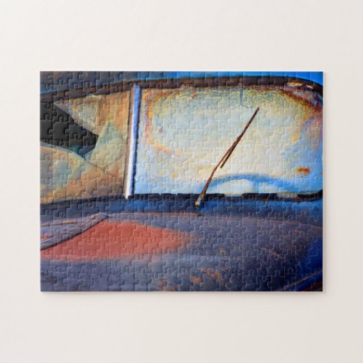 Voorschild van een oude roestvrijwagen legpuzzel (Horizontaal)