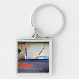 Voorschild van een oude roestvrijwagen sleutelhanger