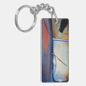 Voorschild van een oude roestvrijwagen sleutelhanger (Voorkant Links)