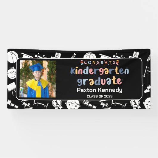 Voorschool Afstuderen Kindertuin Afstuderen Foto Spandoek (Horizontaal)