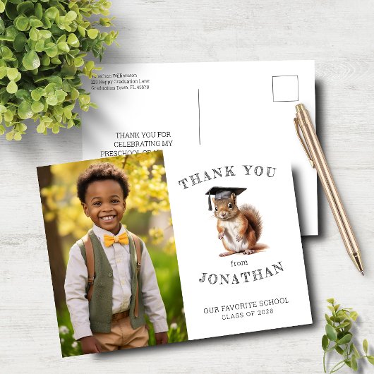 Voorschool Schattigee Eekhoorn Dank u Post Kaart