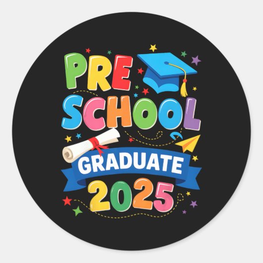 Voorschoolse Afstuderen 2025 Pre-k Afstuderen Kind Ronde Sticker (Voorkant)