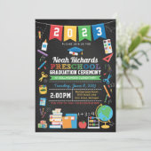 Voorschoolse Afstuderen Bunting & Chalkboard Kaart (Staand voorkant)