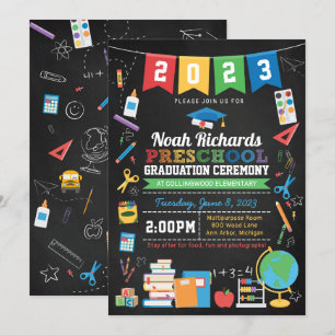 Voorschoolse Afstuderen Bunting & Chalkboard Kaart