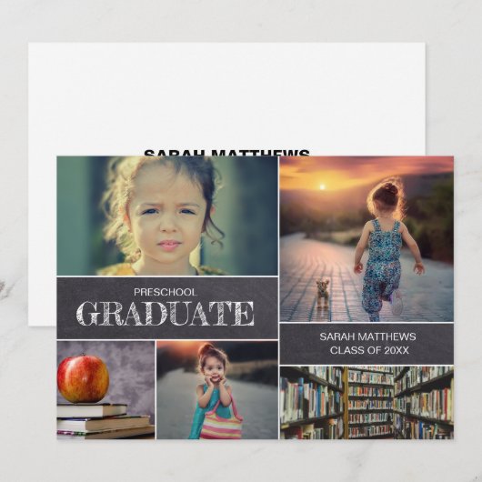 Voorschoolse Afstuderen Fotocollage Aankondiging (Voorkant / Achterkant)