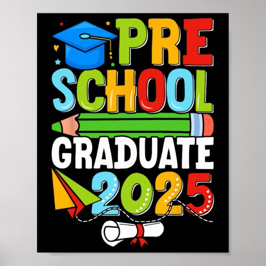 Voorschoolse Afstuderen Shirt 2025 Kinder Jongens  Poster (Voorkant)