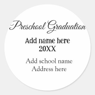 Voorschoolse Afstuderen voeg schoolnaam en adresna Ronde Sticker