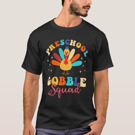 Voorschoolse Gobble Squad Turkey Happy Thanksgivin T-shirt (Voorkant)