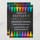 Voorschoolse Kinder schoolbord Afstuderen uitnodig Kaart (Voorkant / Achterkant)