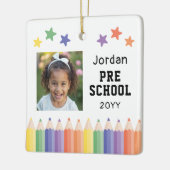 Voorschoolse kleurrijke foto Kinder Keepsake Keramisch Ornament (Links)