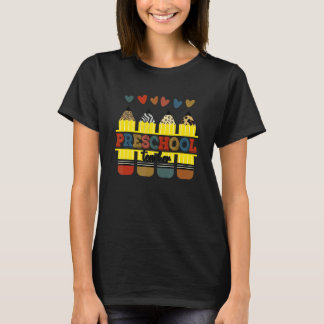 Voorschoolse leraar kleurrijke basisschool terug n t-shirt