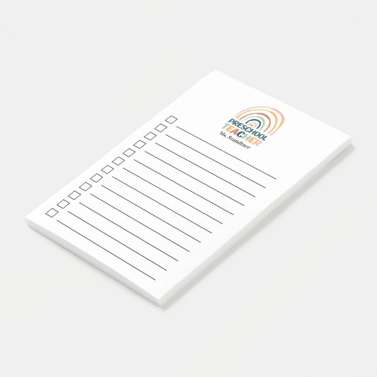 Voorschoolse leraar retro kleuren boho regenboog post-it® notes (Schuin)