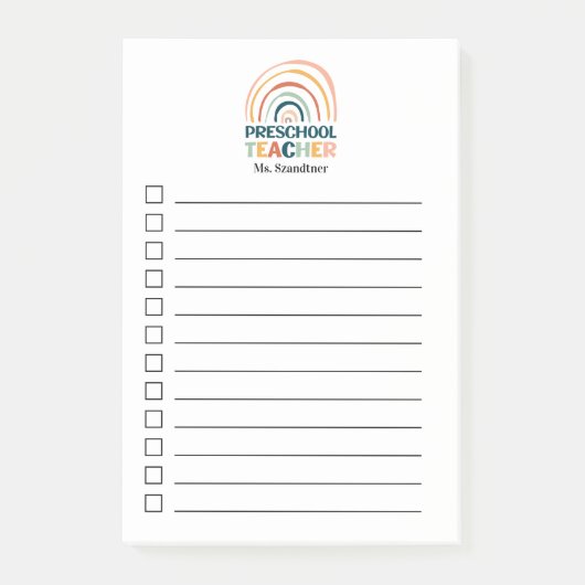 Voorschoolse leraar retro kleuren boho regenboog post-it® notes (Voorkant)