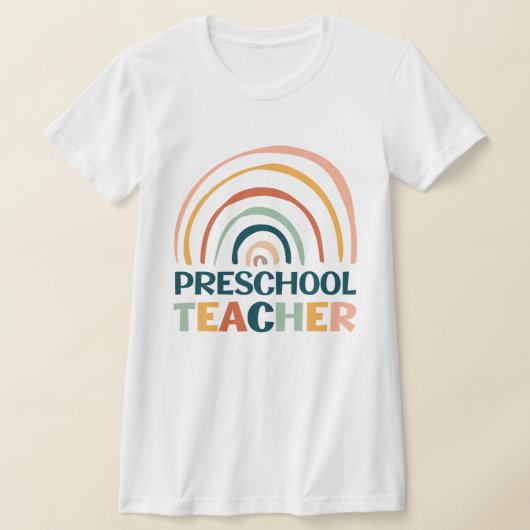 Voorschoolse leraar retro kleuren boho regenboog t-shirt (Laagn)