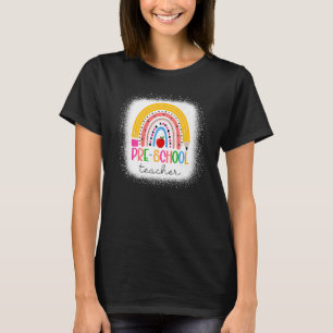Voorschoolse leraar Teach Love Inspire Rainbow Bac T-shirt