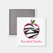 Voorschoolse leraar Zebra Print Apple Magneet (Voorkant / Achterkant)