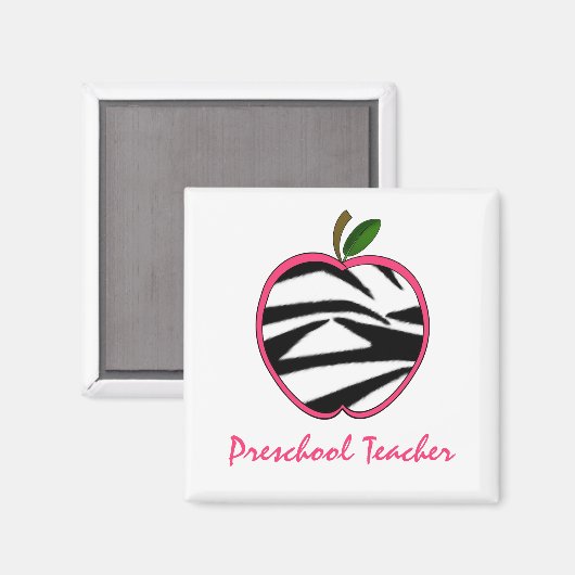 Voorschoolse leraar Zebra Print Apple Magneet (Voorkant / Achterkant)