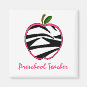 Voorschoolse leraar Zebra Print Apple Magneet (Voorkant)
